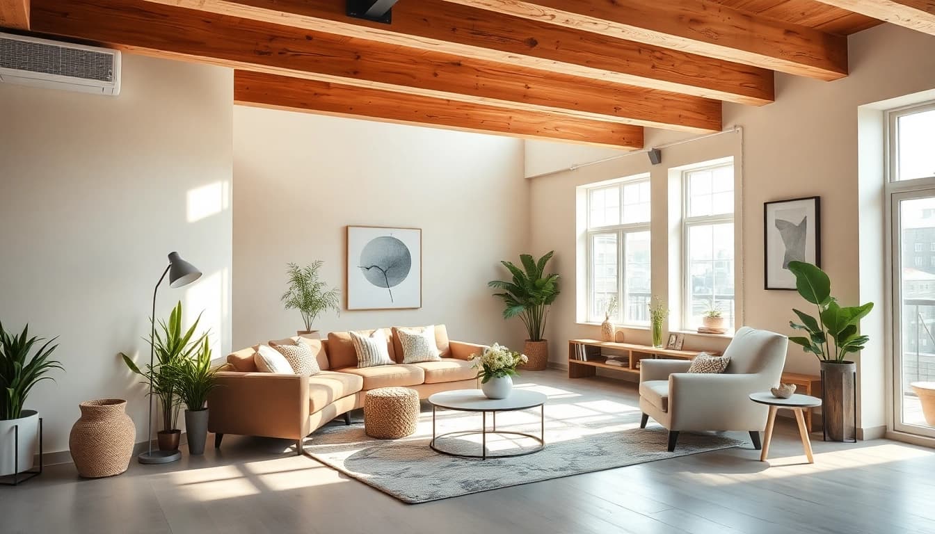 Explore a stunning basement renovation showcasing a cozy, inviting atmosphere with natural lighting.