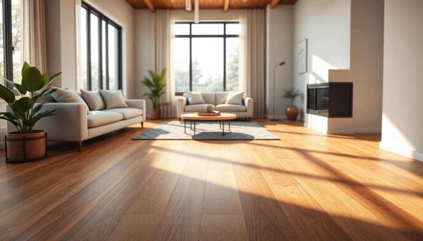 Showcasing best lvp flooring in a modern living room, highlighting its rich texture and inviting ambiance.