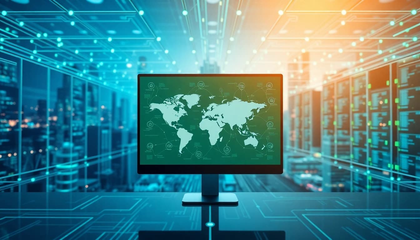 Explore a residential proxy network with visual elements highlighting global connections and technology.