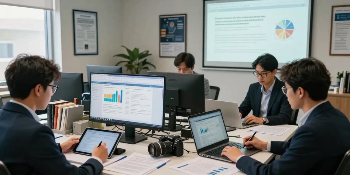Forensic auditors collaborating on financial data analysis at aafikotamedan.org, showcasing professionalism and teamwork.