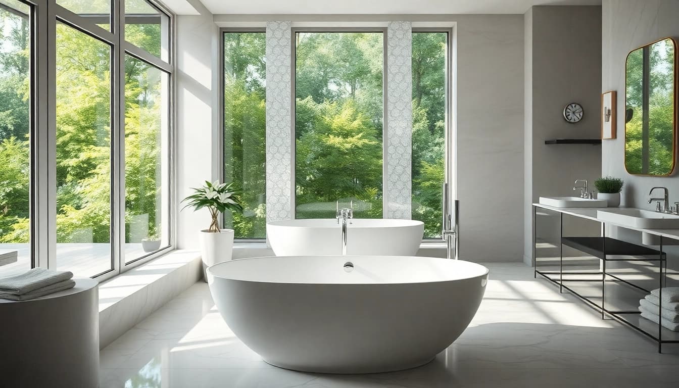 Enhancing your elegant bathrooms with modern design and natural lighting for a serene atmosphere.
