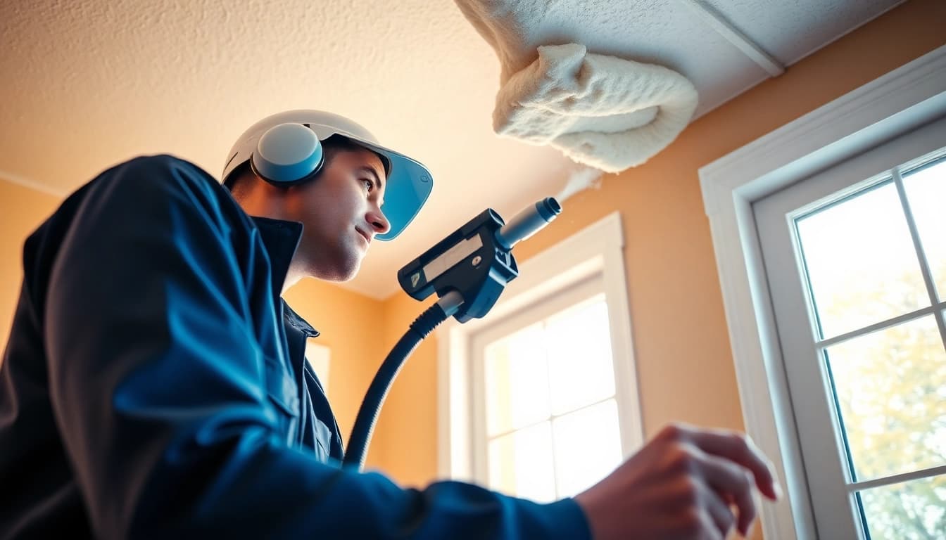 Technician engaged in spray foam removal Littlehampton, showcasing expert service and careful extraction process.