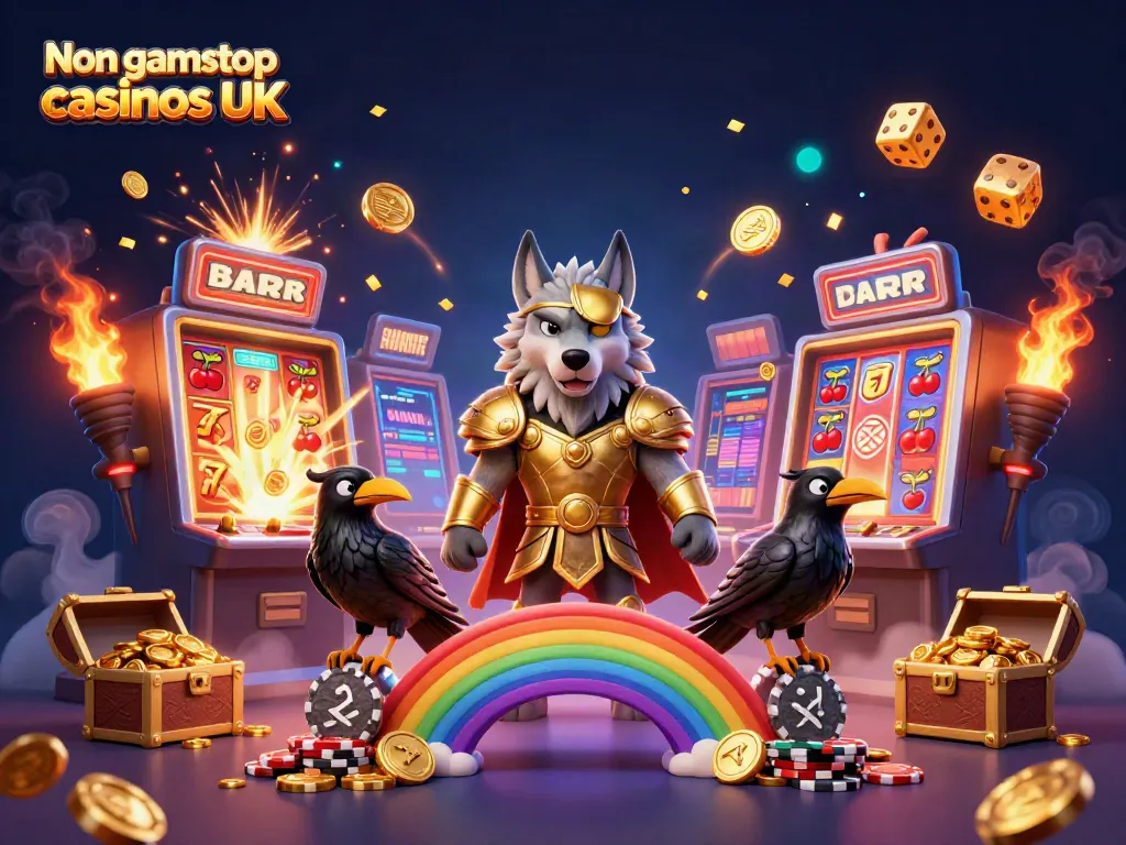 Celebrate big wins at Non gamstop casinos UK with a magical 3D illustration of Odin and casino elements.