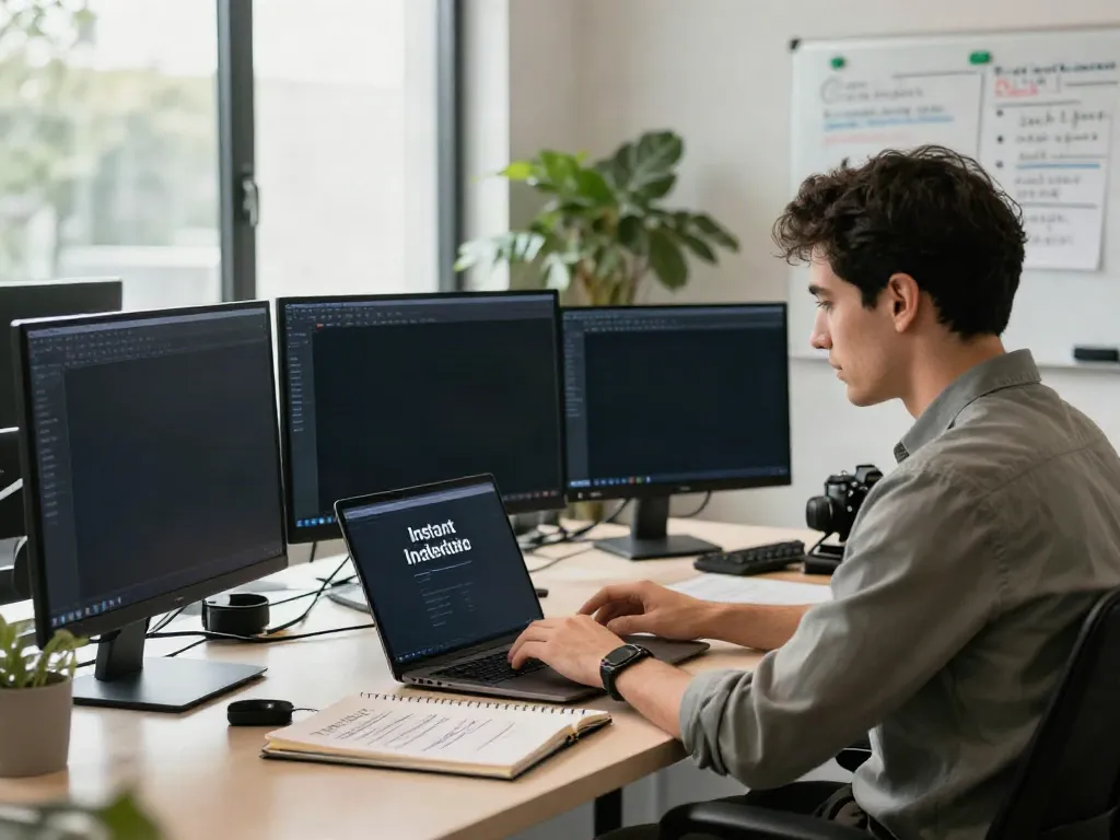 Dynamic workspace focused on instant indexing strategies in digital marketing.
