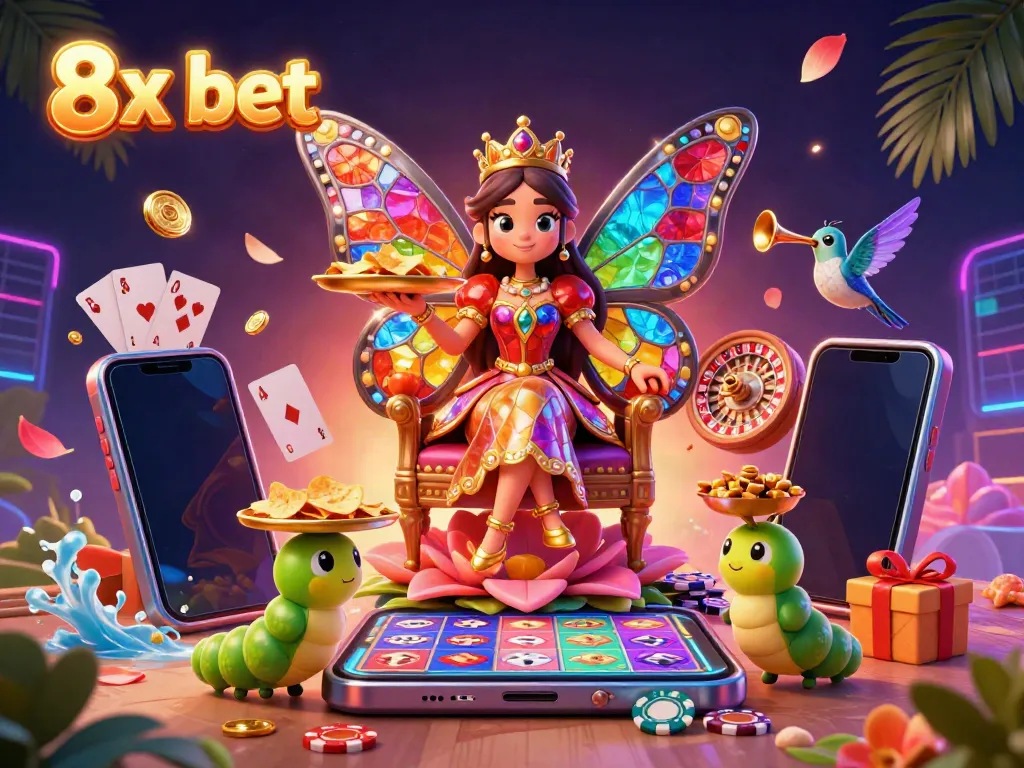 Experience the thrill of the 8x bet with a vibrant, dynamic casino scene showcasing colorful game elements.