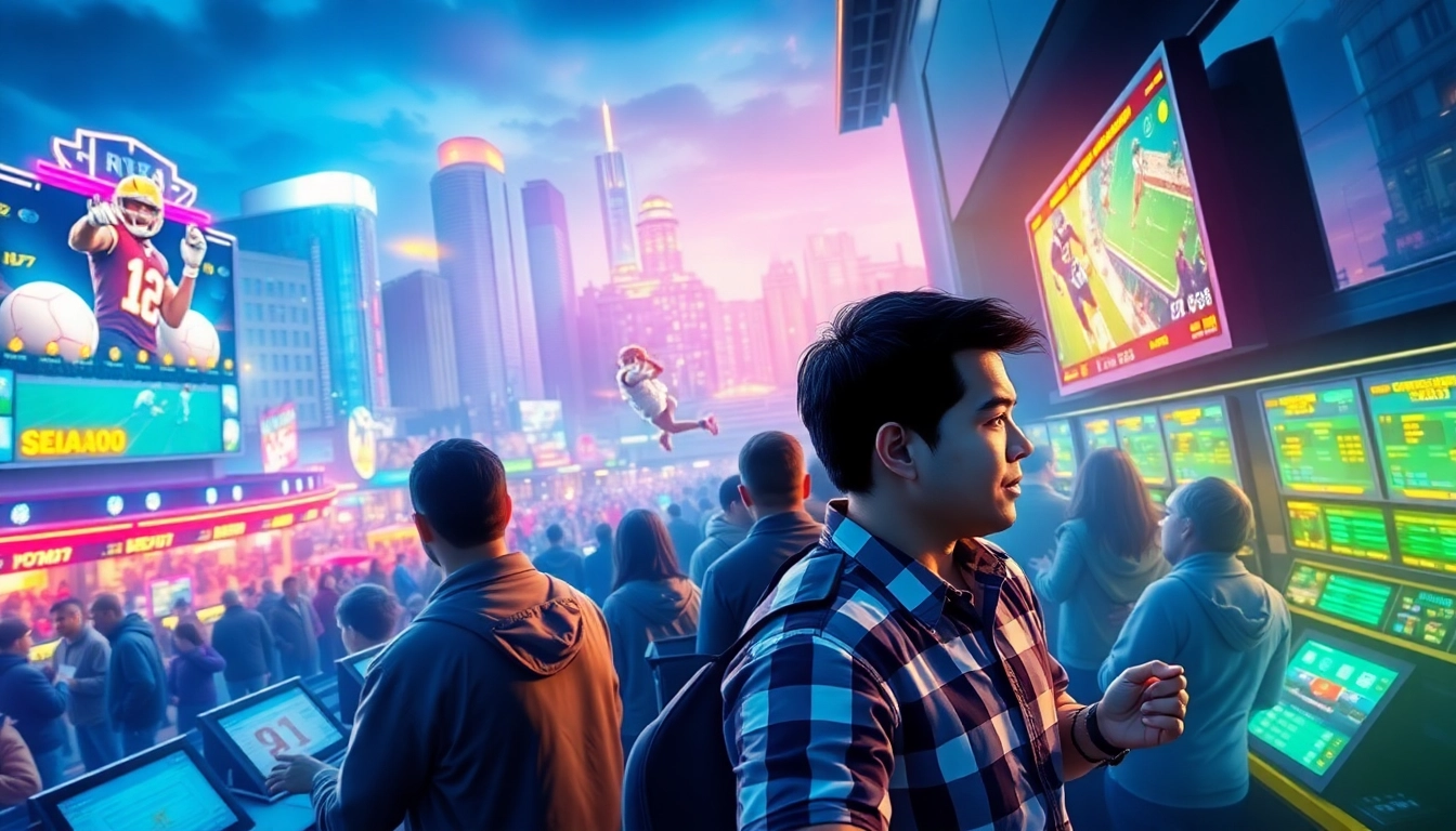 Experience the excitement of 69VN sports betting with vibrant city nightlife and eager bettors.