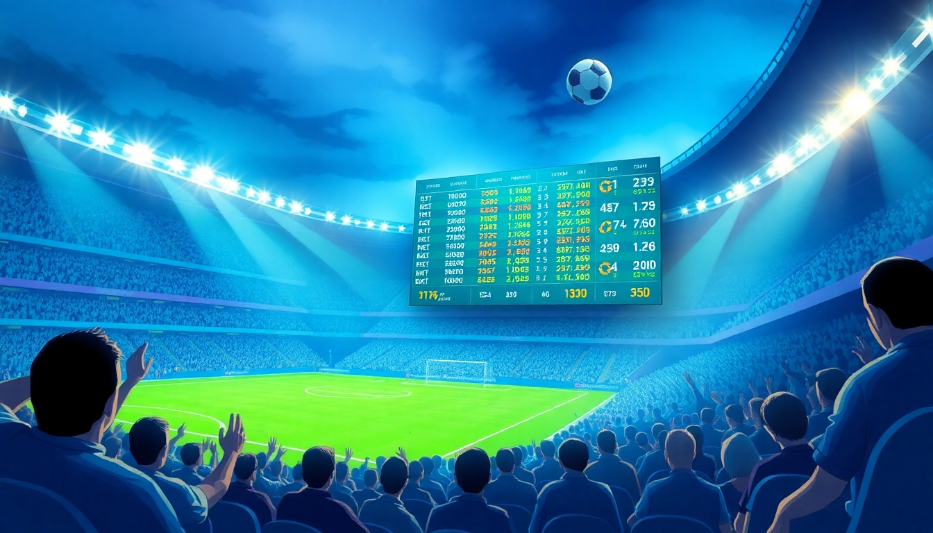 Explore kèo nhà cái at a vibrant sports betting scene with fans cheering.