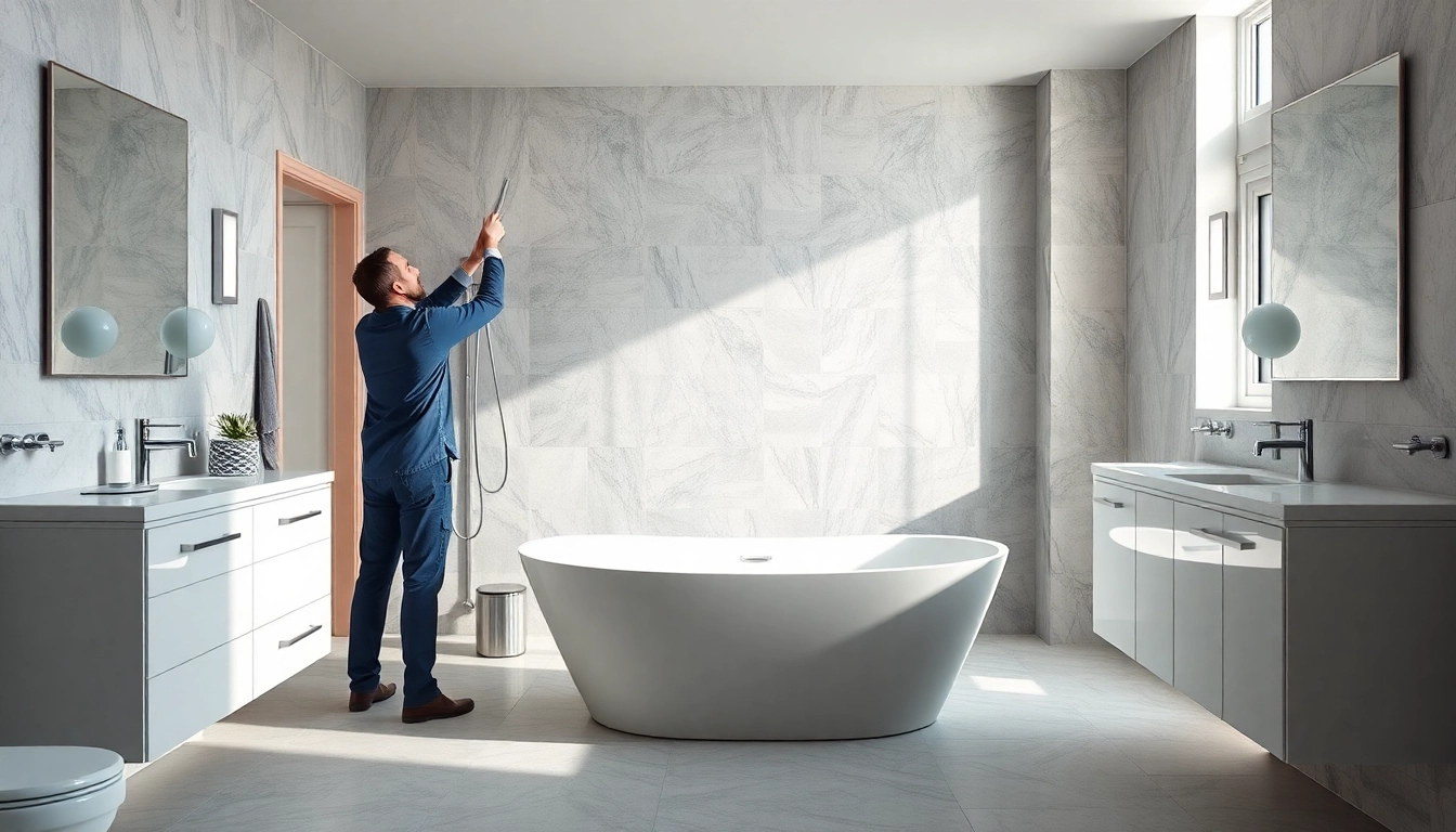 Professional installation by local bathroom fitters near me in a beautifully designed modern bathroom.