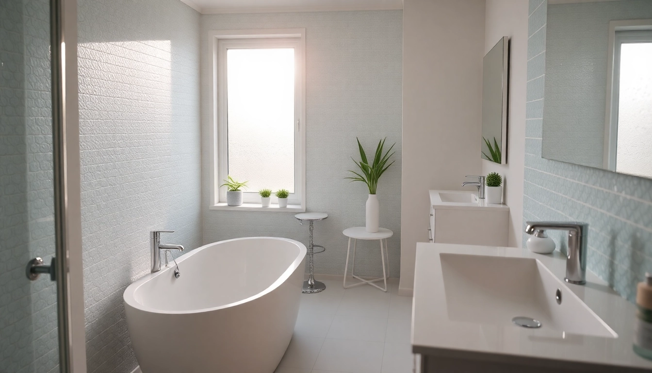 Bathroom Fitters crafting a modern luxury bathroom remodel with elegant fixtures and serene colors.