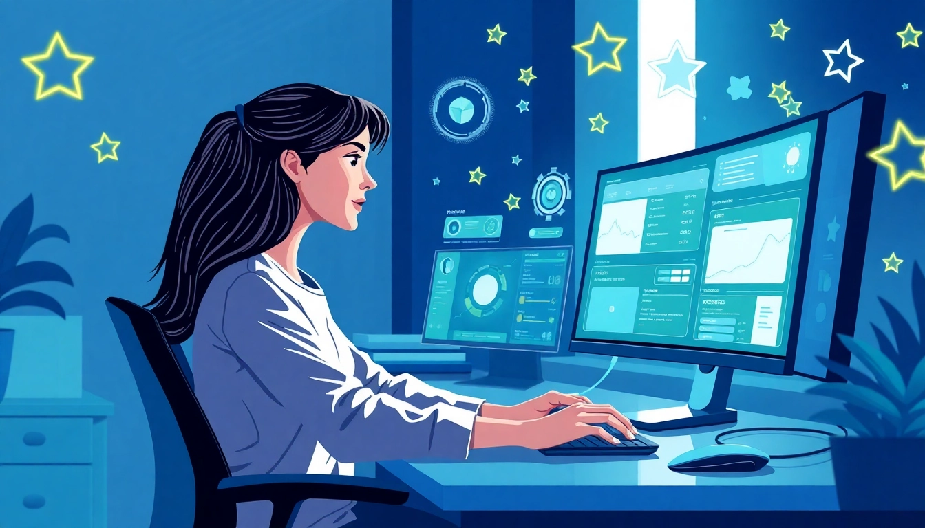 Gamification developer designing an engaging user interface with game-like elements.