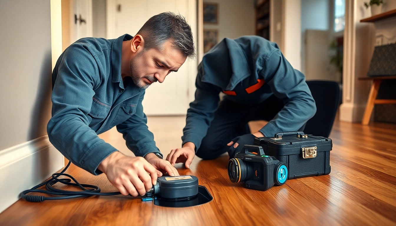 Illustrating leak detection Cornwall services, a technician finds a hidden water leak using advanced equipment.