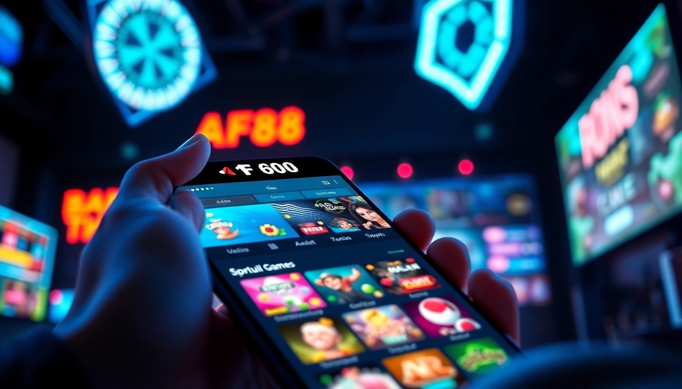 Experience the innovative AF88 online gaming platform on a smartphone, showcasing vibrant betting options and an engaging interface.