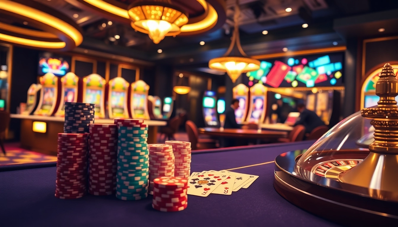 Experience the thrill of the sky club with vibrant casino tables and exciting games.