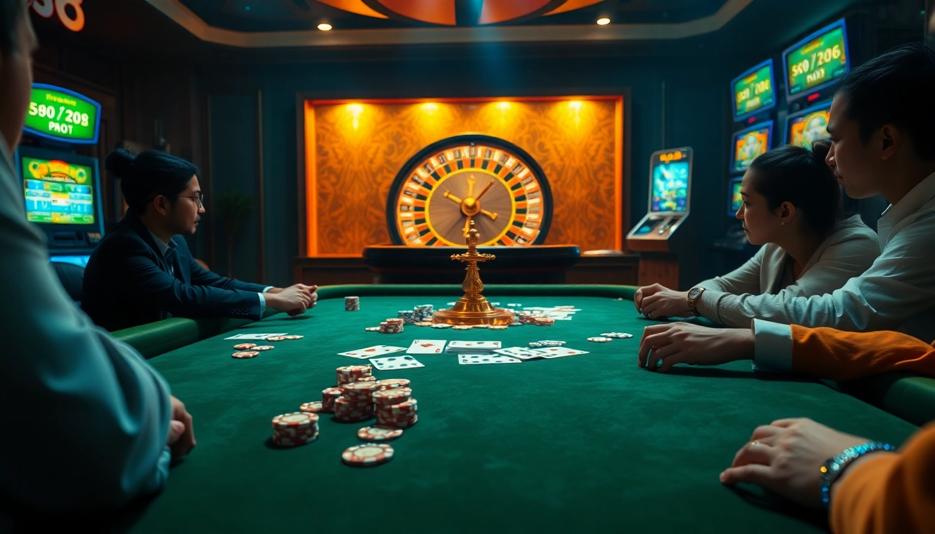 S8 casino scene featuring vibrant poker action, chips, and roulette wheel in a luxurious setting.