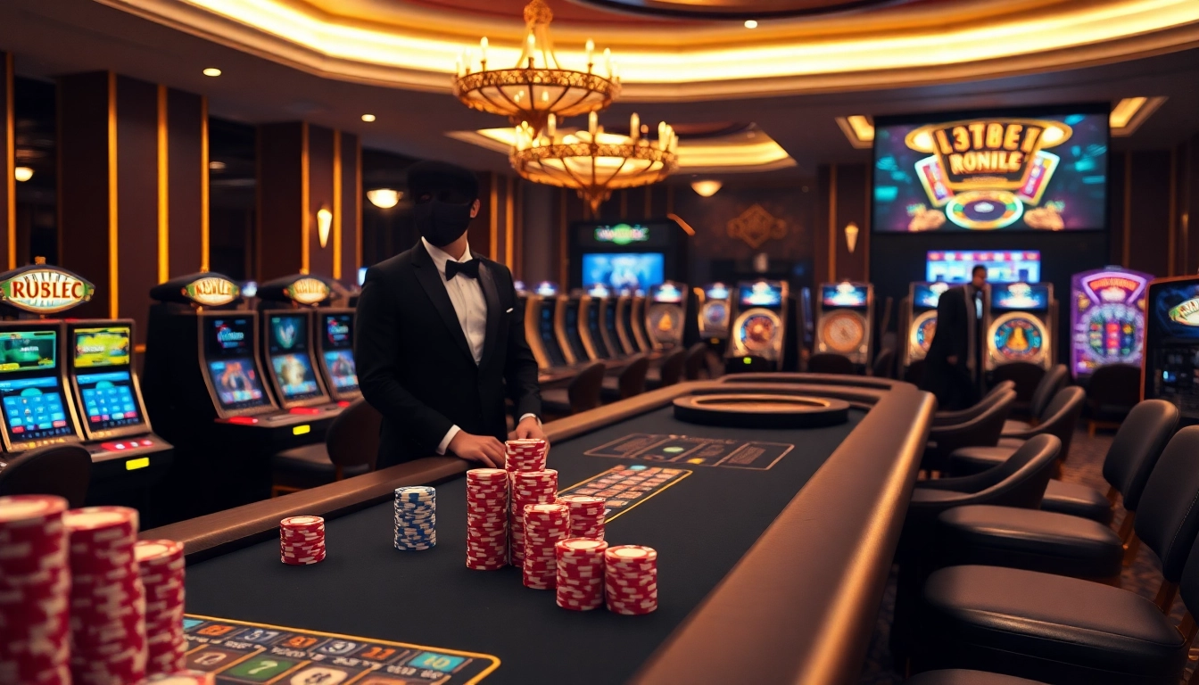 Experience the excitement of red88vip with professional gaming tables and vibrant casino atmosphere.