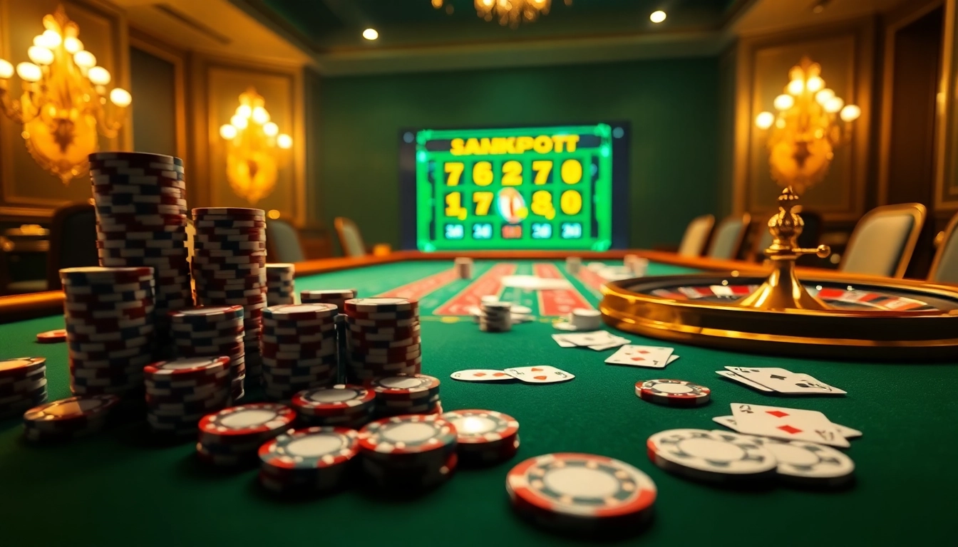 Experience thrill and excitement at https://sky88sk.com/ with immersive online gambling visuals of poker and roulette.