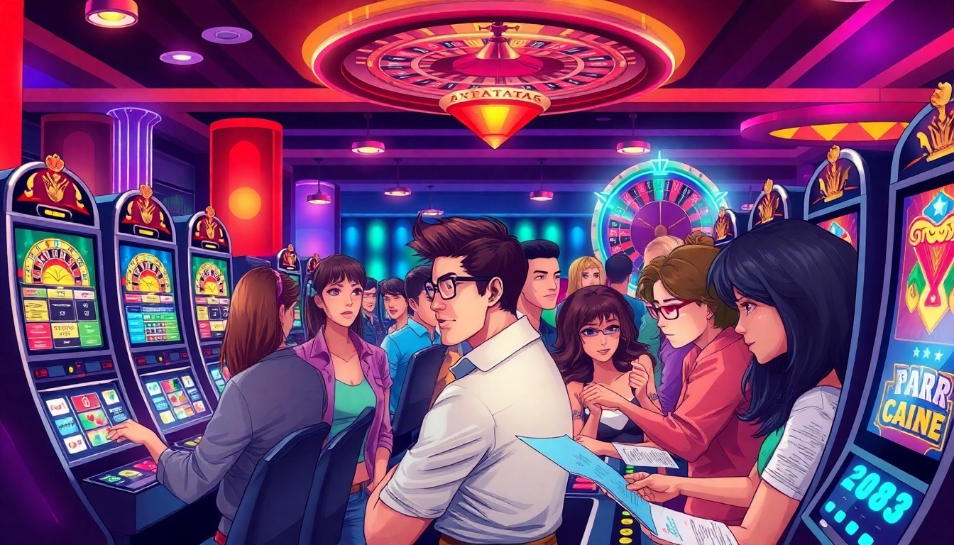 Pemain Dewanaga89 menikmati permainan slot yang mendebarkan dalam suasana kasino yang hidup.