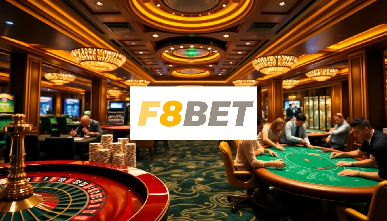 Players engaging in thrilling games at F8BET casino with roulette and poker.