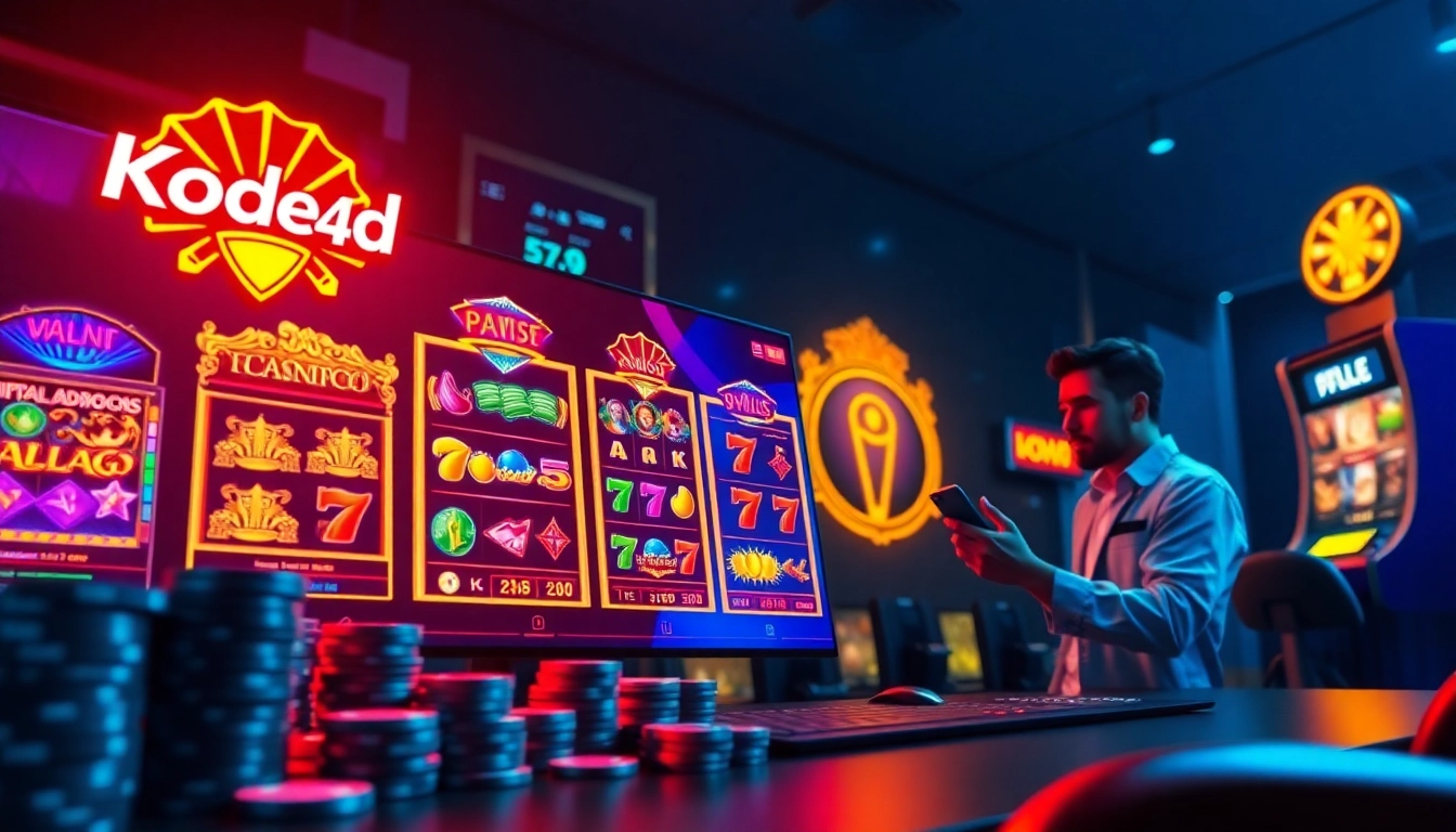 Engaging Kode4d slot gaming interface with vibrant animations and inviting atmosphere.