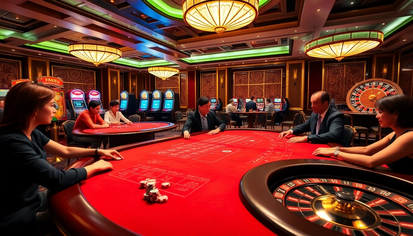 Players enjoying Baccarat and roulette action at https://xx88.us/, showcasing excitement and strategy in a luxurious casino.