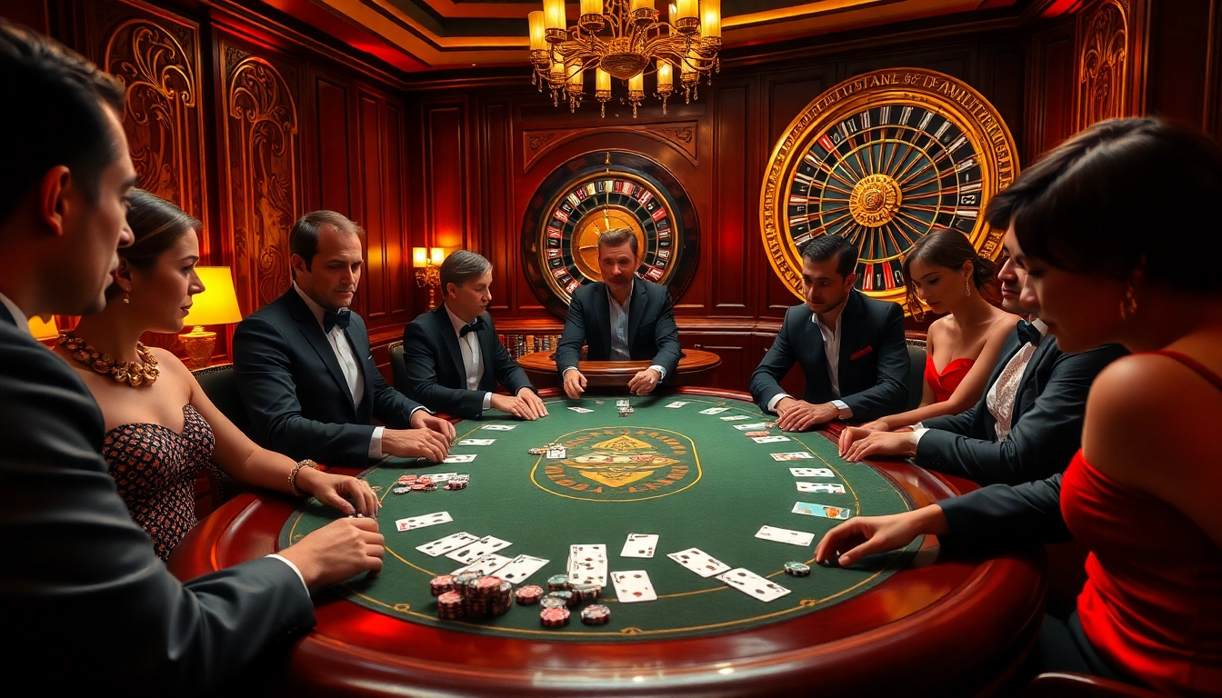 Engage in high-stakes poker at a luxurious casino scene showcasing the excitement of https://vsbet3.net/.