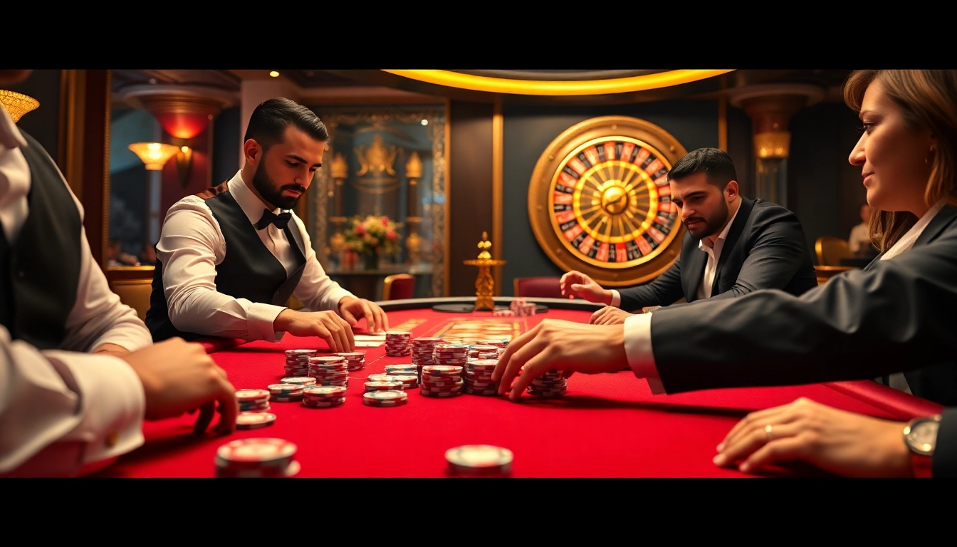 Experience thrilling gameplay at https://13win2025.online/ with a luxurious poker scene featuring engaged players and vibrant chips.