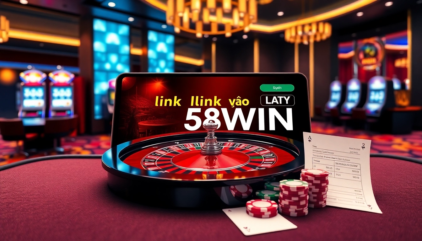 Engaging in high-stakes betting with the link vào 58WIN in a vibrant casino setting, enhancing gaming excitement.