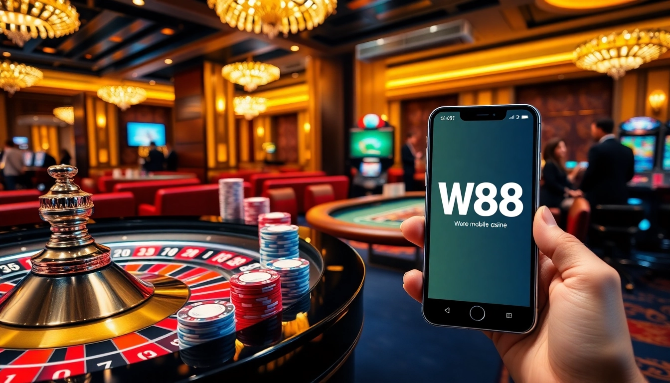 Engaging players at a luxurious casino table exploring the W88 link for online gaming.