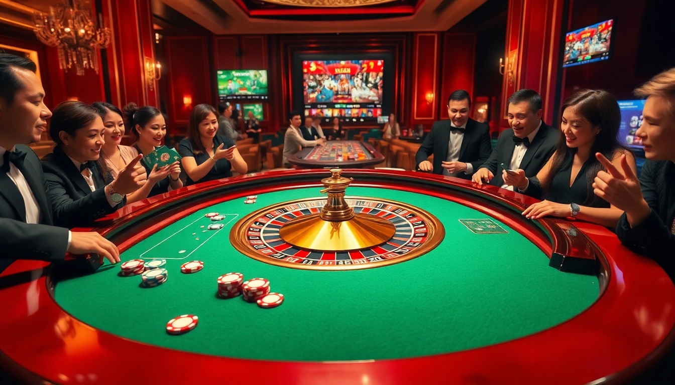 Experience thrilling gameplay at 여기여's roulette table, showcasing vibrant poker chips and eager players.
