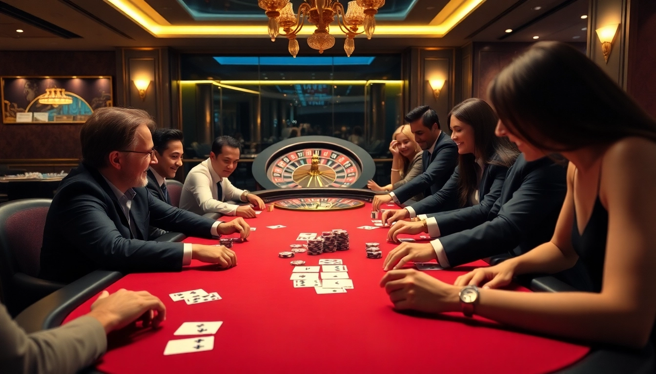 Experience thrilling poker action at https://789f.town/ with players at an elegant casino table.