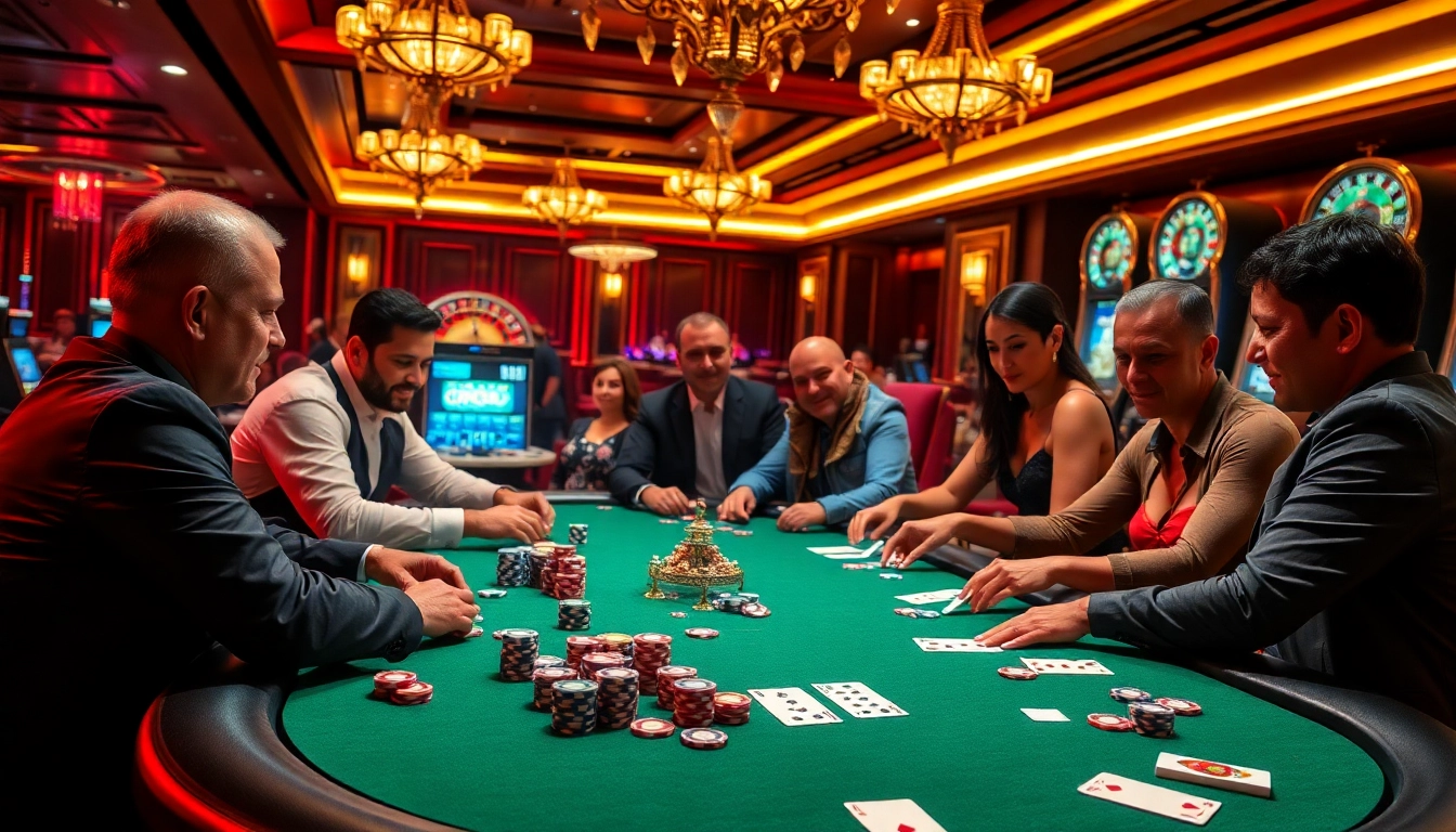 Engaged players at a poker table emphasizing strategy and excitement at https://go8.gdn/