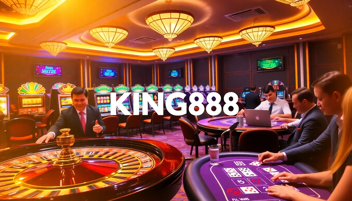 Experience the thrill of gambling at KING88 with dynamic casino visuals and vibrant gaming action.