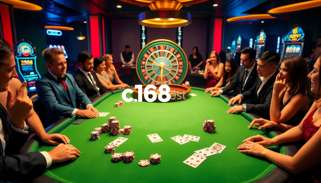 Experience the excitement of gaming at c168.best with vibrant casino tables and players immersed in action.