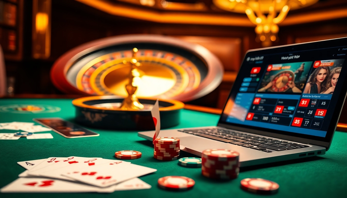 Experience the thrill of online gaming with the interface of https://vnew88.vip/, featuring poker chips and cards.