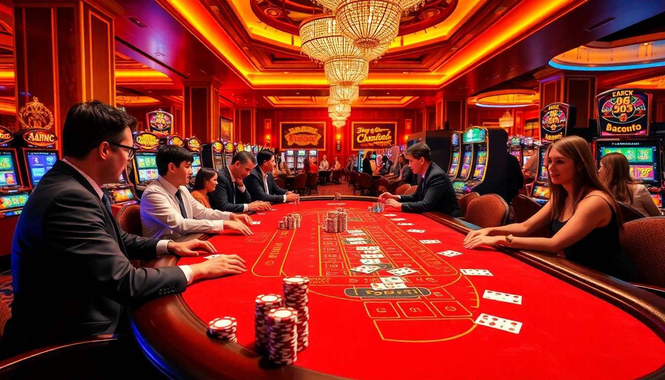 Experience the excitement of DR88 at a vibrant casino table with players engaging in Baccarat.