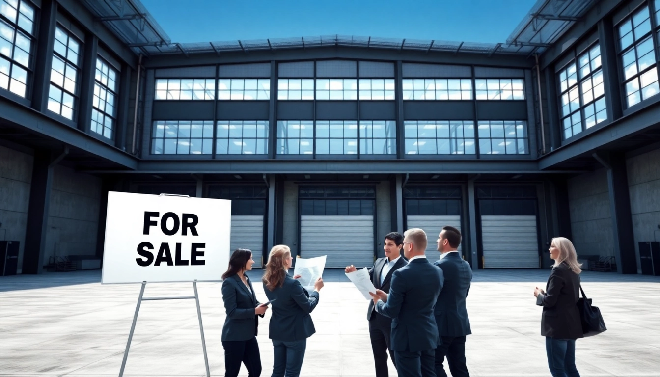 Come vendere un capannone industriale: magazzino industriale moderno in vendita mentre diversi imprenditori discutono piani.
