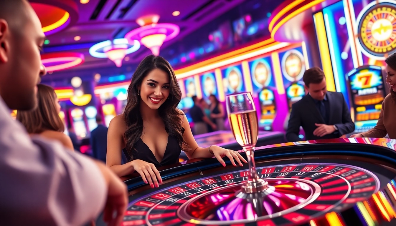 Experience the thrill of 7C77 with lively roulette action at a glamorous casino.