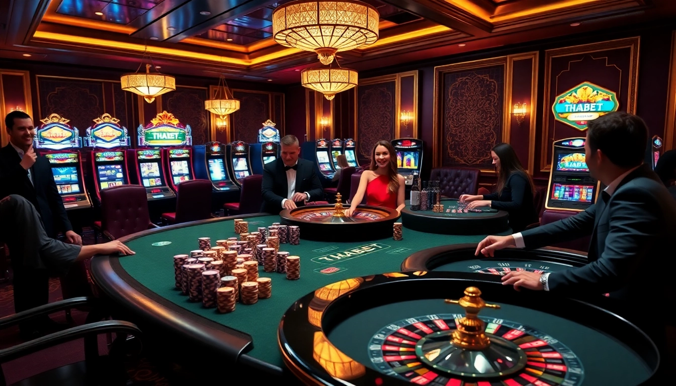 Experience thrilling gameplay at THABET's luxury casino with vibrant tables and winning moments.