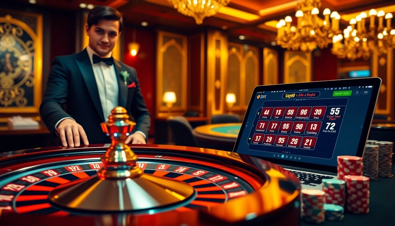 Experience the thrill of gaming with say88 nhà cái, featuring an elegant roulette and vibrant poker chips.