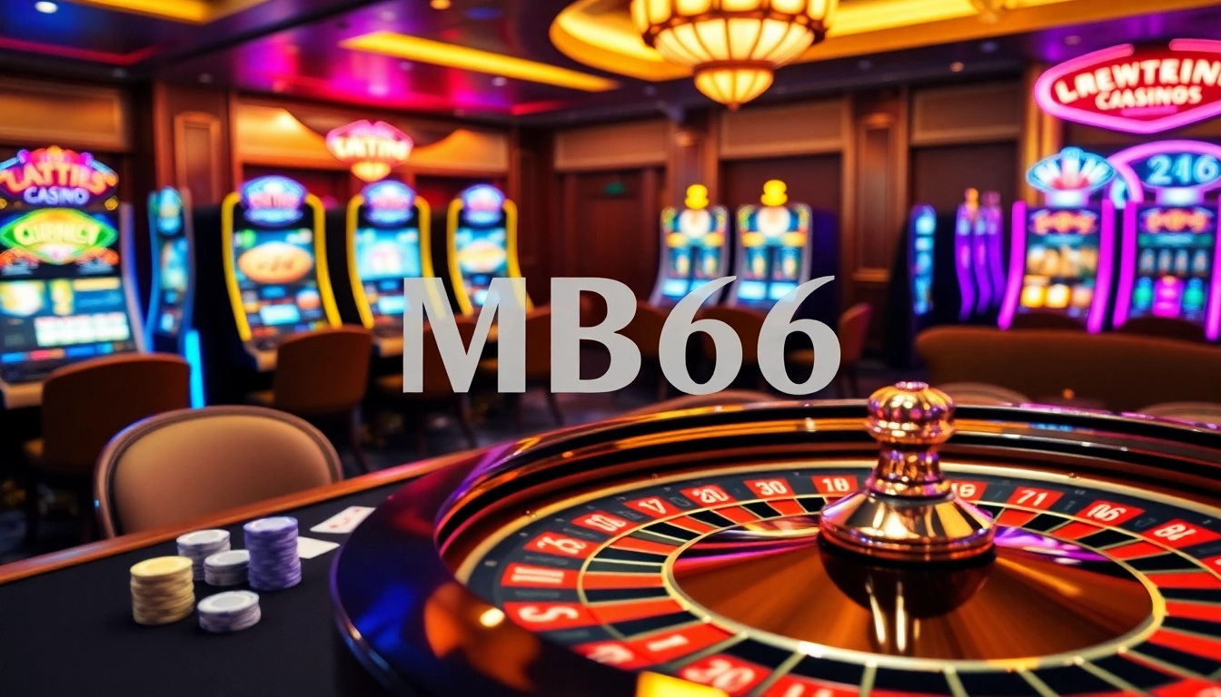 Engage in thrilling casino action with MB66, featuring a vibrant roulette wheel and lively gaming ambiance.