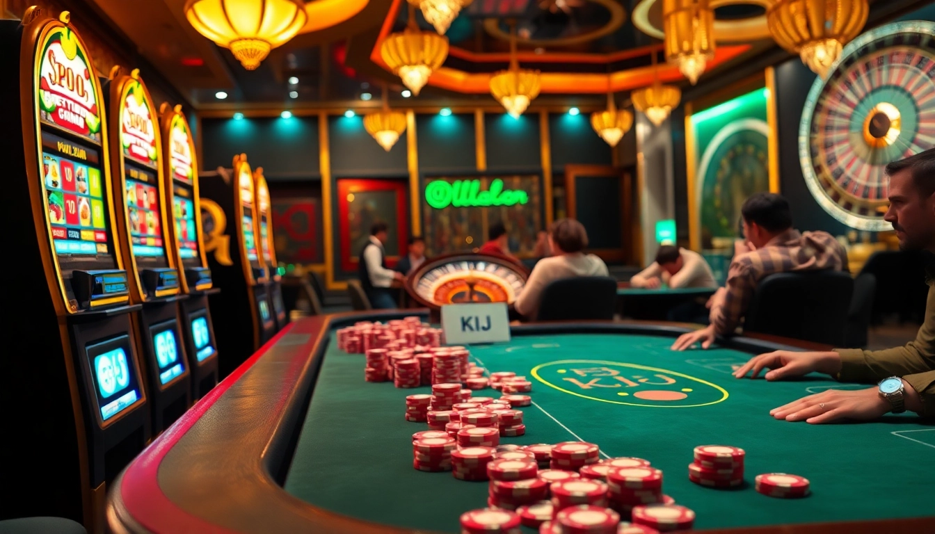 KJC players enjoying high-stakes poker in a luxurious casino setting.