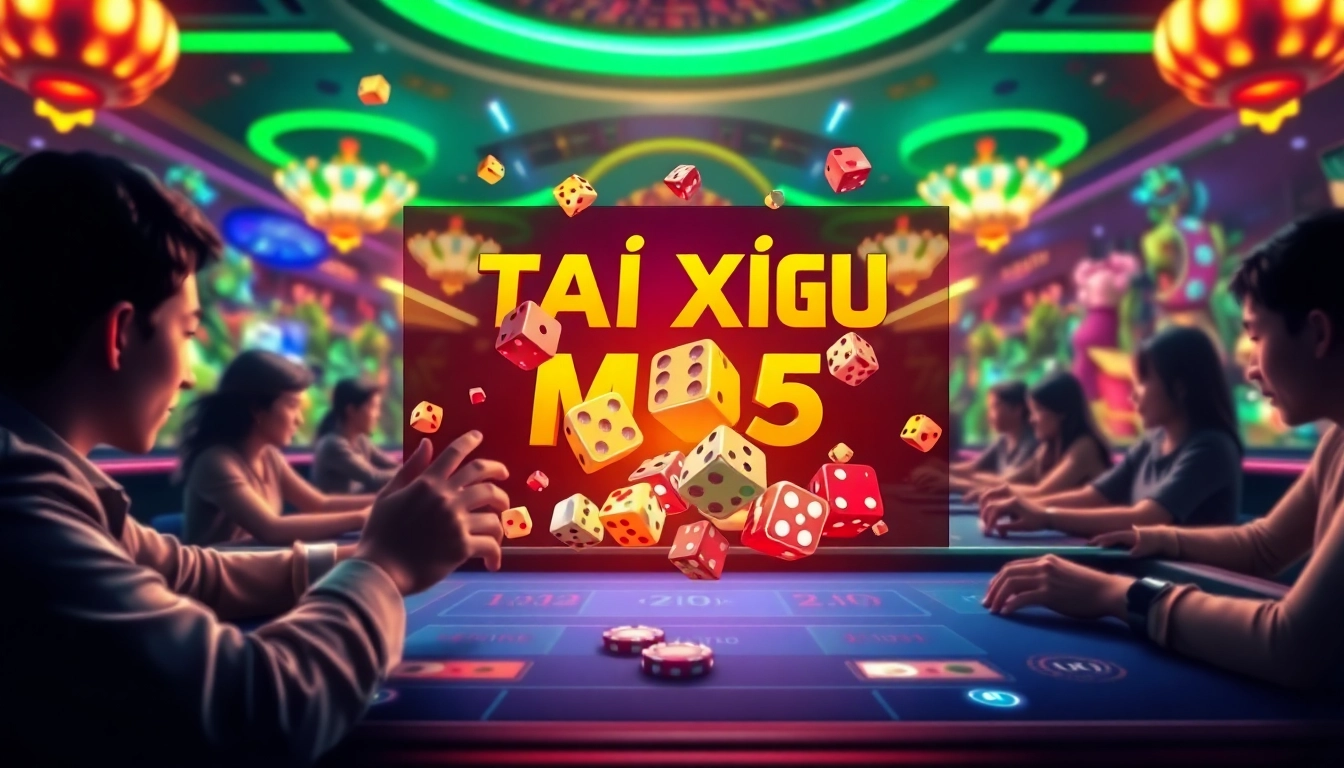 Tài Xỉu MD5 online game action at https://taixiumd5.world with vibrant dice and casino atmosphere.