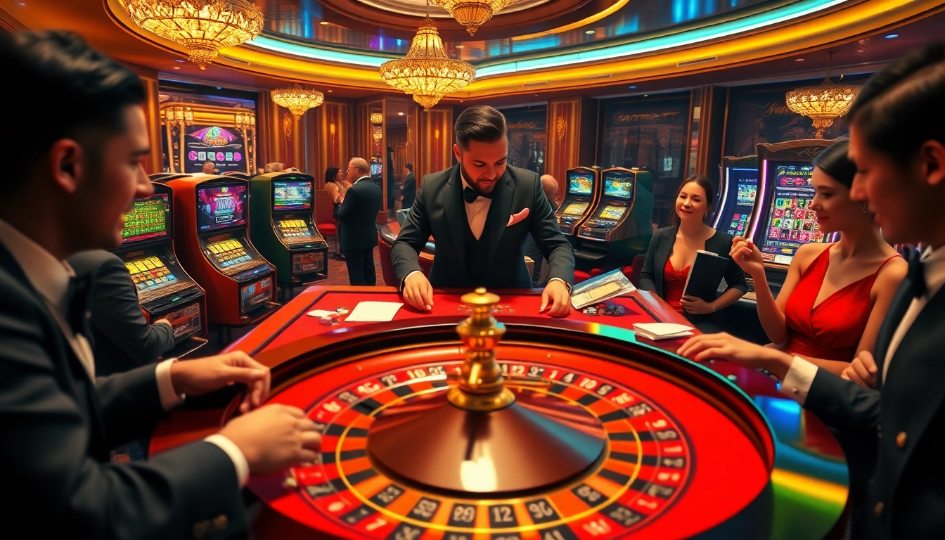 High-stakes players enjoying an opulent casino experience at a GO8 roulette table.