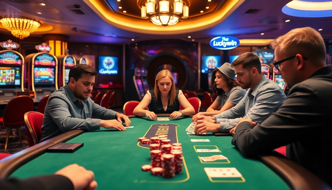 Experience the thrill of gambling at Luckywin with professional poker games and vibrant slot machines.