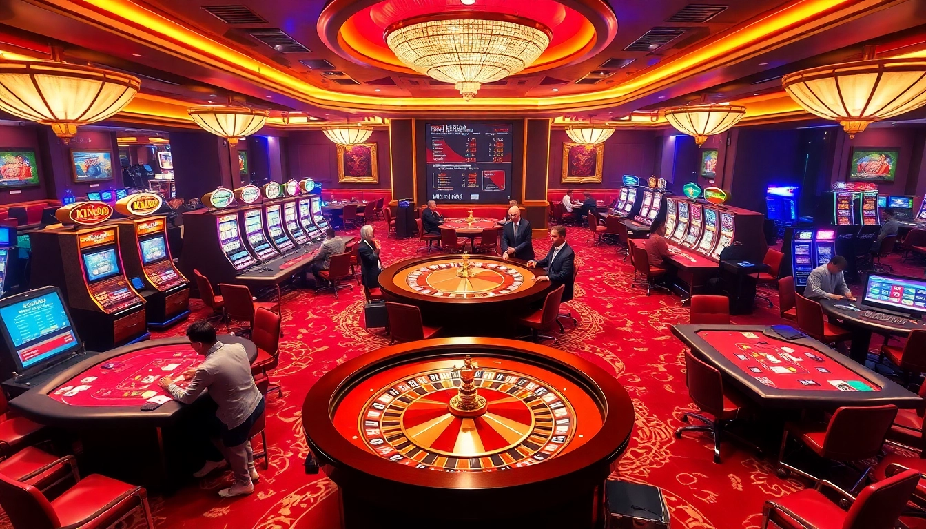 Experience the thrill of KING88 with glamorous casino visuals showcasing poker and vibrant gaming.