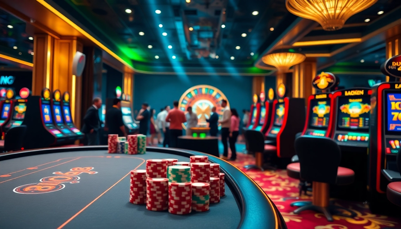 Experience the excitement of King 88 at a glamorous casino table with vibrant poker chips and spinning slots.