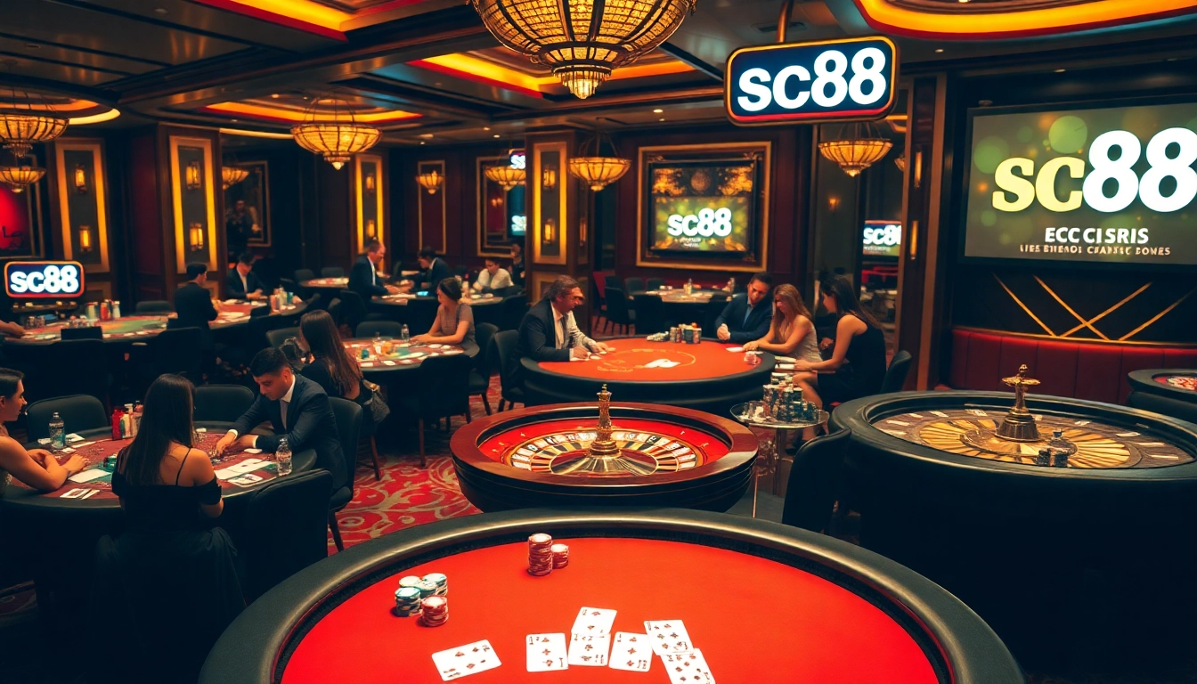 Players leveraging strategies at the sc88 poker table in a vibrant casino environment.
