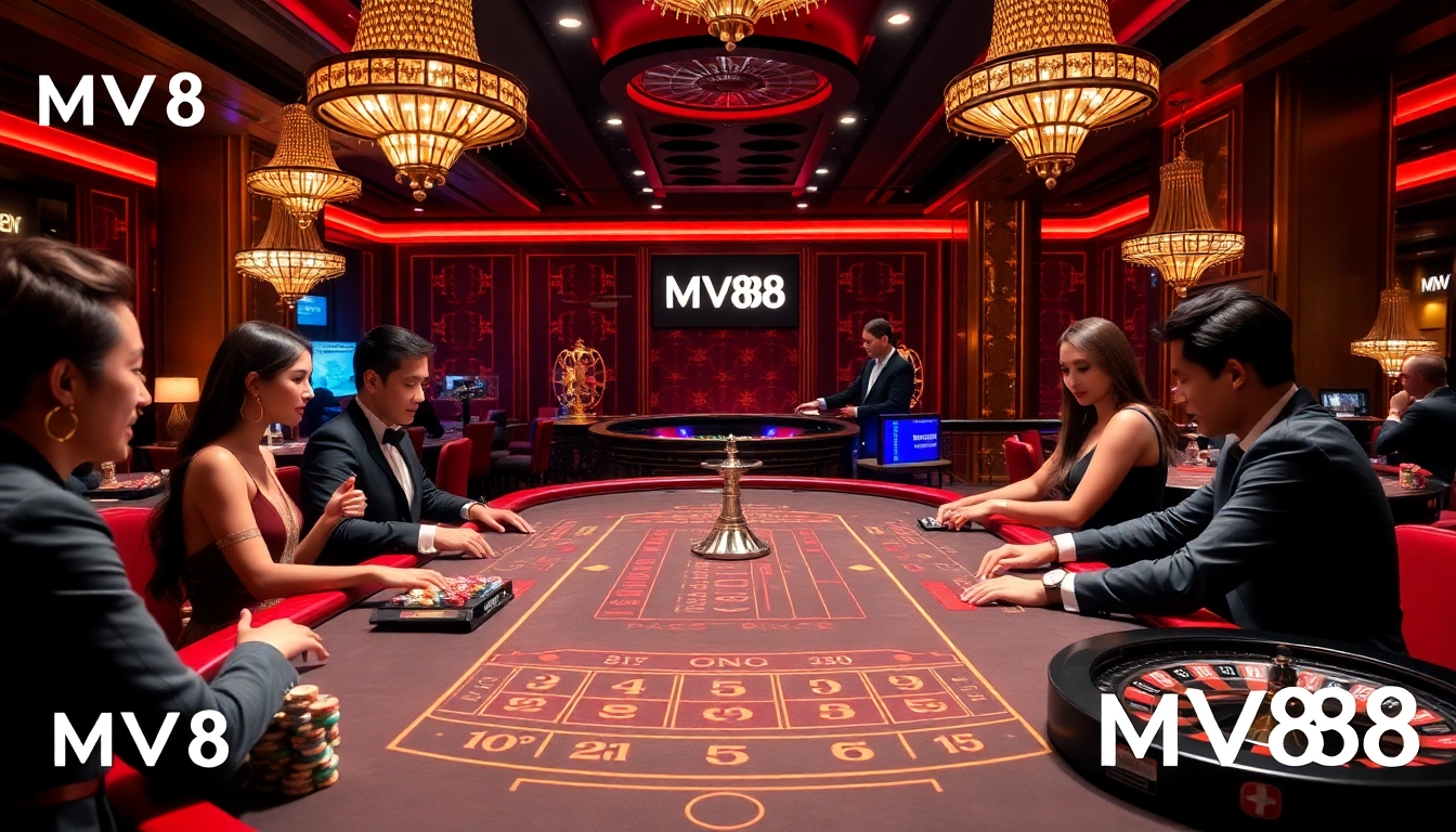Experience thrilling Baccarat gameplay at MV88 Casino featuring professional dealers and luxurious decor.