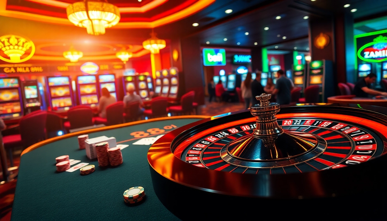 Experience the thrill of the casino with 88i-themed poker tables and vibrant slot machines.