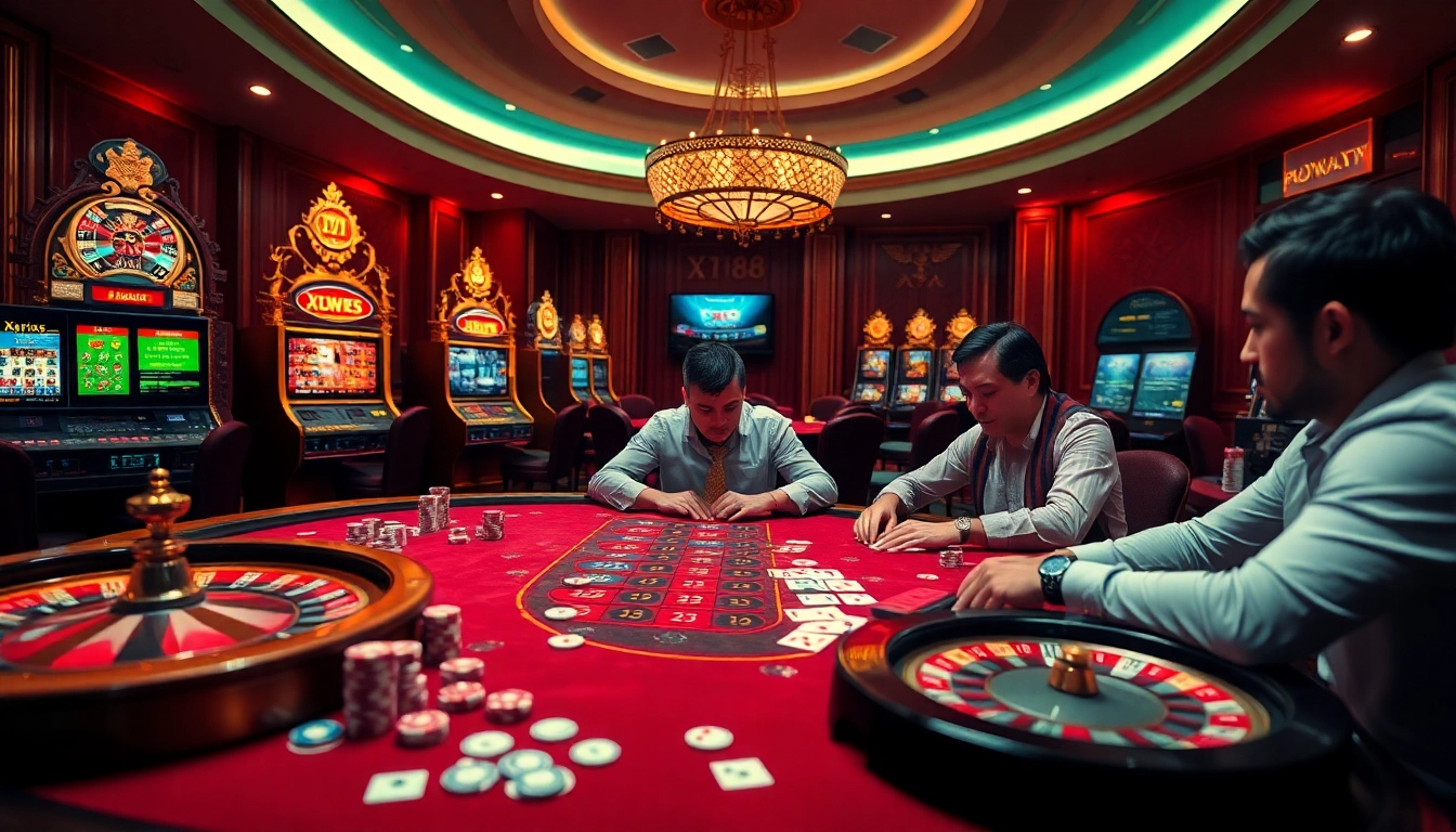Experience thrilling gaming action at https://xx88.today/ with poker chips and vibrant casino ambiance.